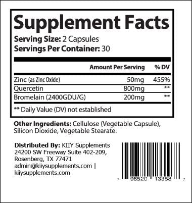 Quercetin with Zinc and Bromelain